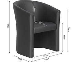 Charlie' PU Zwart Kuipstoel | H 81 x B 64 x D 62 cm