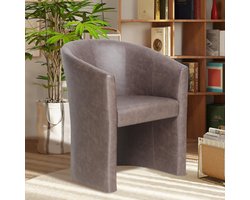 Charlie' Vintage PU donkerbruine Kuipstoel | H 81 x B 64 x D 62 cm