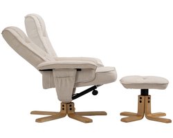 CHARLY fauteuil met kruk, kantelbaar, draaibaar Stoffen bekleding in beige