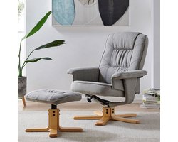 CHARLY relaxfauteuil met kruk, kantelbaar, draaibaar Stoffen bekleding in grijs