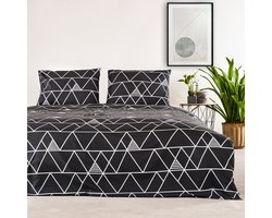 Charm & Co Geometric Triangle - Dekbedovertrek - Lits-jumeaux - 240 x 200/220 - Antraciet