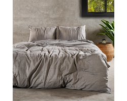 Charm & Co Stone washed - Dekbedovertrek - 100% Zacht Katoen - Lits-jumeaux - 240 x 200/220 - Bruin