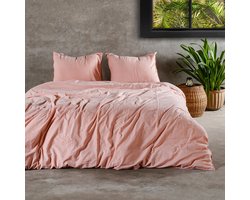 Charm & Co Stone washed - Dekbedovertrek - 100% Zacht Katoen - Lits-jumeaux - 240 x 200/220 - Roze