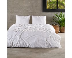 Charm & Co Stone washed - Dekbedovertrek - 100% Zacht Katoen - Lits-jumeaux - 240 x 200/220 - Wit