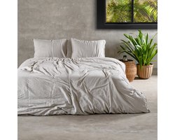 Charm & Co Stone washed - Dekbedovertrek - 100% Zacht Katoen - Tweepersoons - 200 x 200/220 - Grijs