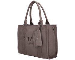 Charm London Bond Dames Tas - Canvas - Handtas - 34 x 27 x 15 cm - Praktisch - Crossbody Schouderband - Tote Bag - Dames Tas - Olifant grijs