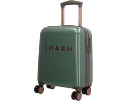 Charm London Capetown - Koffer - Underseater - Handbagage - 45x34x20 cm - 30 Liter - Trolley - Donkergroen