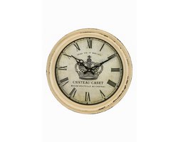 Château Canet Wandklok – Vintage Stijl – Ø 37 cm – Houtlook – Romeinse Cijfers – Klassiek Design
