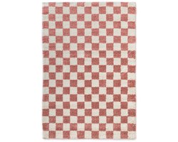Checkerboard vloerkleed - Check ivoor/roze 100x200 cm