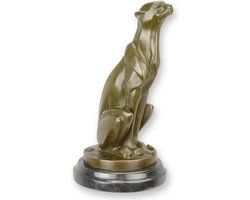 Cheeta - Bronzen Beeld - Art Deco Beeldje - Brons Luipaard Sculptuur - Kunst Decoratie - 17x16x30