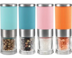 Chef Mini Zout- en Pepermolen Set 4-delig Kruidmolen Klein en Verstelbaar Keramisch Maalwerk Zout Peper-Strooier voor Keuken Camping Cadeau