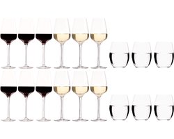 Chef & Sommelier Wijnglazenset Sublym - 18-delige set met 6 rode wijnglazen - 6 witte wijnglazen en 6 waterglazen - Gemaakt van Krysta - Vaatwasserbestendig - Kristalglas - Afmetingen: 35 cl, 45 cl, 55 cl - Glaswerk - Wijnglazen en -benodigdheden