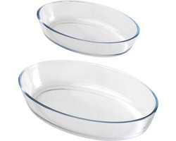 Chef traiteur ovenschaal set 2-delig - ovaal - glas - 0,75 en 3L - keuken