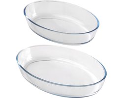 Chef traiteur ovenschaal set 2-delig - ovaal - glas - 2,4 en 4L - keuken