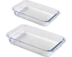Chef traiteur ovenschaal set 2-delig - rechthoek - glas - 0,8L en 1,6L - keuken