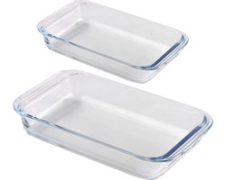 Chef traiteur ovenschaal set 2-delig - rechthoek - glas - 0,8L en 2,2L - keuken