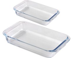 Chef traiteur ovenschaal set 2-delig - rechthoek - glas - 0,8L en 3L - keuken