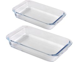 Chef traiteur ovenschaal set 2-delig - rechthoek - glas - 2,2L en 3L - keuken