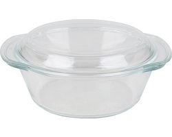 Chef Traiteur Ovenschaal van borosilicaat glas met deksel - rond - 1.5 Liter - 24 x 21 x 10 cm