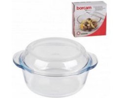 Chef Traiteur Ovenschaal van borosilicaat glas met deksel - rond - 2.1 Liter - 26 x 23 x 10,5 cm