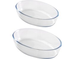 Chef Traiteur Ovenschalen 2-delige set - ovaal - borosilicaat glas - 1.6 en 2.4 Liter