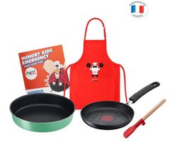 CHEFCLUB BY TEFAL Kookset Voor hongerige kinderen: Pannenkoekenpan, Mossel, Mini-spatel, Kookschort, receptenboekje.
