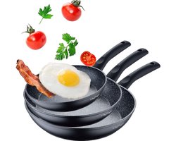 Cheffinger 3-delige Pannenset - Marmeren Coating - Vaatwasser bestendig