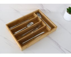 Cheffinger Bestekbak - Bamboe - 35x25x5cm - 5 Vaks - Besteklade
