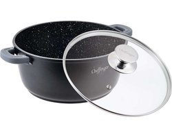 Cheffinger Braadpan met deksel - 20cm - Zwart - Inductie