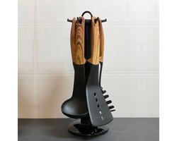 Cheffinger Kookgerei - Spatelset - Keukenhulp - Keukentool - Keukengerei met Standaard (7 delig) - Keuken Gadget