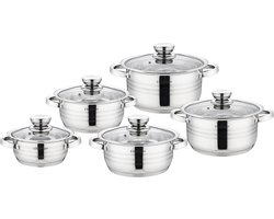 Cheffinger Pannenset - 10-delig - Zilver - RVS - Kookpannen - Inductie