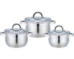 Cheffinger Pannenset - 6-delig - Zilver - RVS - Kookpannen - Inductie