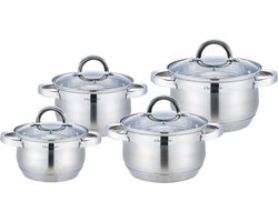 Cheffinger Pannenset - 8-delig - Zilver - RVS - Kookpannen - Inductie