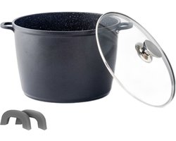 Cheffinger Soeppan - Diepe Braadpan - Marmeren Coating - 24 cm - Zwart