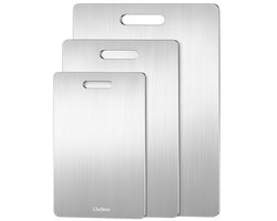 Chefino Titanium Snijplanken Set 3-delig – Antibacterieel Titanium Snijplank – Krasvast, Microplasticvrij & Vaatwasserbestendig – Duurzame Snijplanken voor Groente, Vlees & Vis