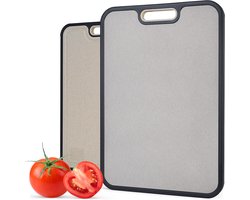 Chefmagic - Premium 100% Titanium Snijplank Dubbelzijdig - PFAS-vrij - Vermijd Microplastics - Met Raspfunctie en Sapgeul