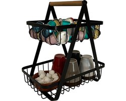 Chefs Cuisine Capsulehouder - Capsulehouder Nespresso - Capsulehouder Dolce Gusto - opbergmand - aanrecht organizer  – Zwart roestvrij staal