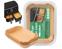 Chef's gear 200 Stuks Airfryer Wegwerpbakjes - Rechthoek - 14 x 20 Centimeter - Bakpapier - Airfryer Accesoires - Luchtfriteuse Wegwerp Bakjes