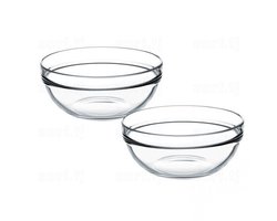 Chef's set van 2 stuks glazen salade - service - kommetjes 17 x 8 cm - schalen, kommen van glas.