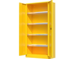 Chemiekast - Povag - 200x100x45 cm - Geel - 4 lekbakken met aftapdop - cilinderslot - milieukast - GMP.305.01