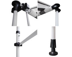 CHENE balkonluifel 2 × 1.2m - Wit/grijs gestreept doek en wit frame