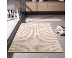 Chenille badmat, 60 x 40 cm, superabsorberende douchemat, antislip badmat, decoratief, machinewasbaar, voor douche en bad,Camel