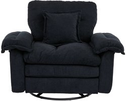 Chenille Draaifauteuil 360° - Oversized Leesfauteuil - Accentstoel met Steunkussen - Gestoffeerde Lounge Fauteuil voor Slaapkamer/Woonkamer/Kinderkamer