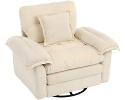 Chenille Draaifauteuil 360° - Oversized Leesfauteuil - Accentstoel met Steunkussen - Gestoffeerde Lounge Fauteuil voor Slaapkamer/Woonkamer/Kinderkamer