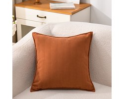 Chenille Kussen - 2 Pack - Visgraat Jacquard Kussen - Extra Dikke Kussensloop - Hoofdsteun Slaapbank - Hoofdbord Rugleuning - Elegant Design - Geschikt voor Bank, Slaapkamer, Woonkamer, Woondecoratie - 45x45cm - Oranje