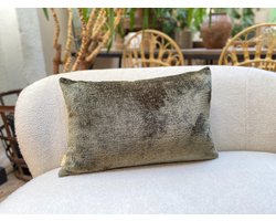 Chenille kussen olijf