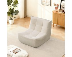 Chenille Togo Bank, Boden-Loungestoel, Armloze Accentstoel, Zitzak Bank, Togo Stijl Haard Lounge Stoel met Memory Schuim, Comfortabele Grondbank voor Woonkamer, Slaapkamer, Gamen en Kantoor- Beige