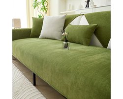 Chenille visgraatpatroon bankhoes, universele bankhoes voor alle seizoenen, antislip en vuilafstotende eenvoudige bankhoes, zacht en huidvriendelijk, comfortabel en ademend, geschikt voor de woonkamer -Grasgroen，70*70cm