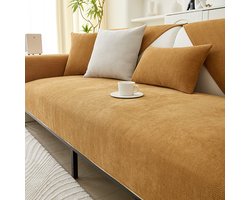 Chenille visgraatpatroon bankhoes, universele bankhoes voor alle seizoenen, antislip en vuilafstotende eenvoudige bankhoes, zacht en huidvriendelijk, comfortabel en ademend, geschikt voor de woonkamer -oranje，90*90cm