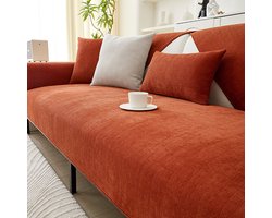 Chenille visgraatpatroon bankhoes, universele bankhoes voor alle seizoenen, antislip en vuilafstotende eenvoudige bankhoes, zacht en huidvriendelijk, comfortabel en ademend, geschikt voor de woonkamer -Karamel，70*210cm